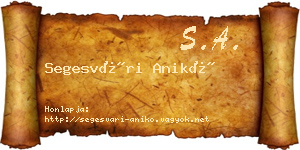 Segesvári Anikó névjegykártya